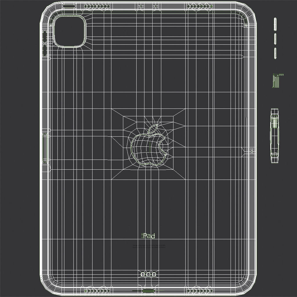 Apple iPad Pro 11 2021 Space Gray with Pencil Low-poly 3D model_17