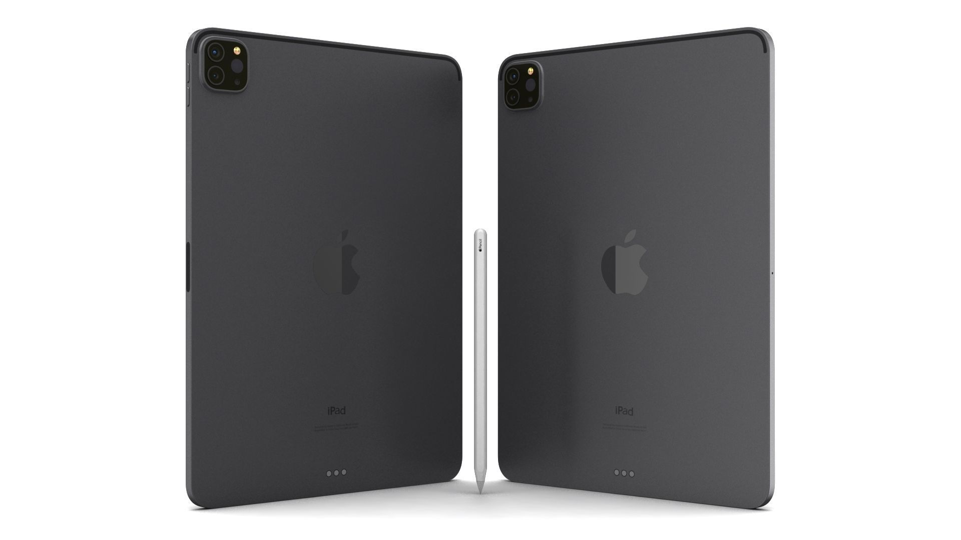 Apple iPad Pro 11 2021 Space Gray with Pencil Low-poly 3D model_2