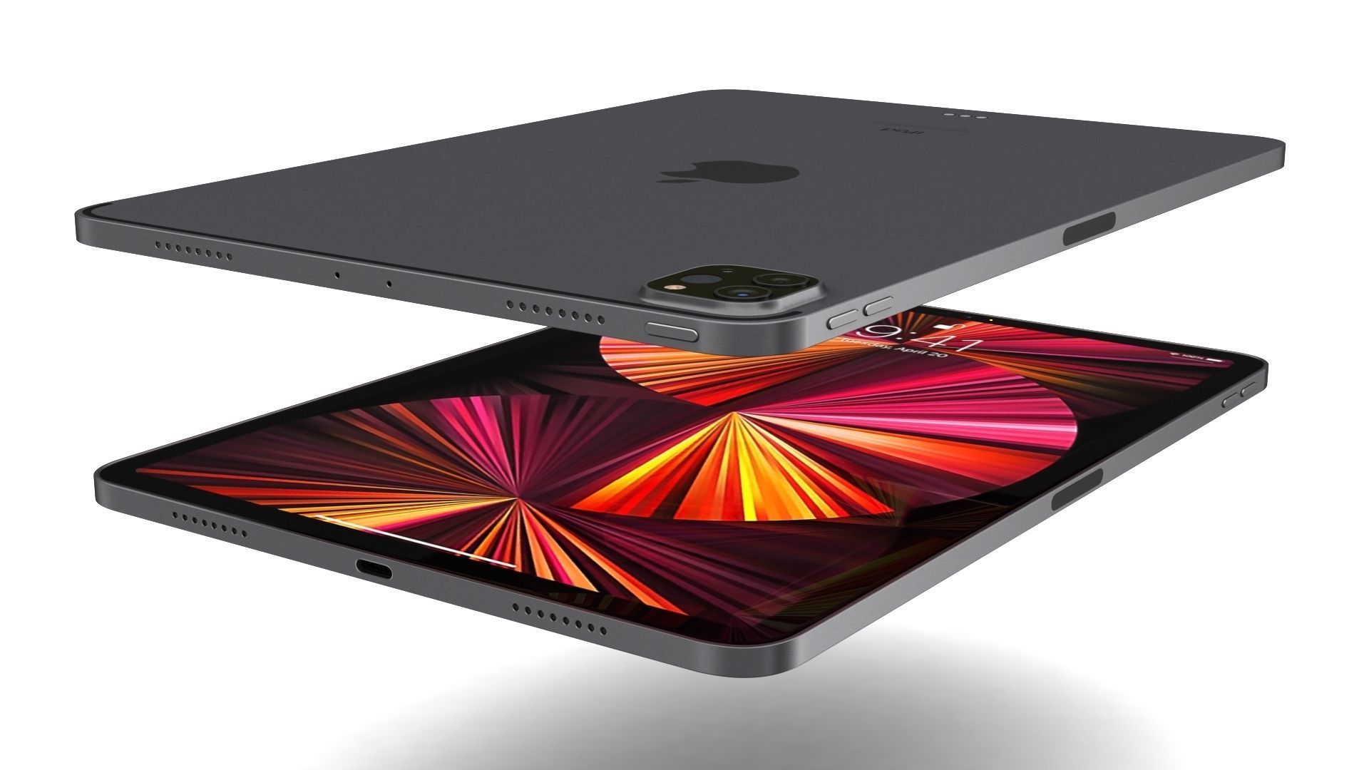 Apple iPad Pro 11 2021 Space Gray with Pencil Low-poly 3D model_6