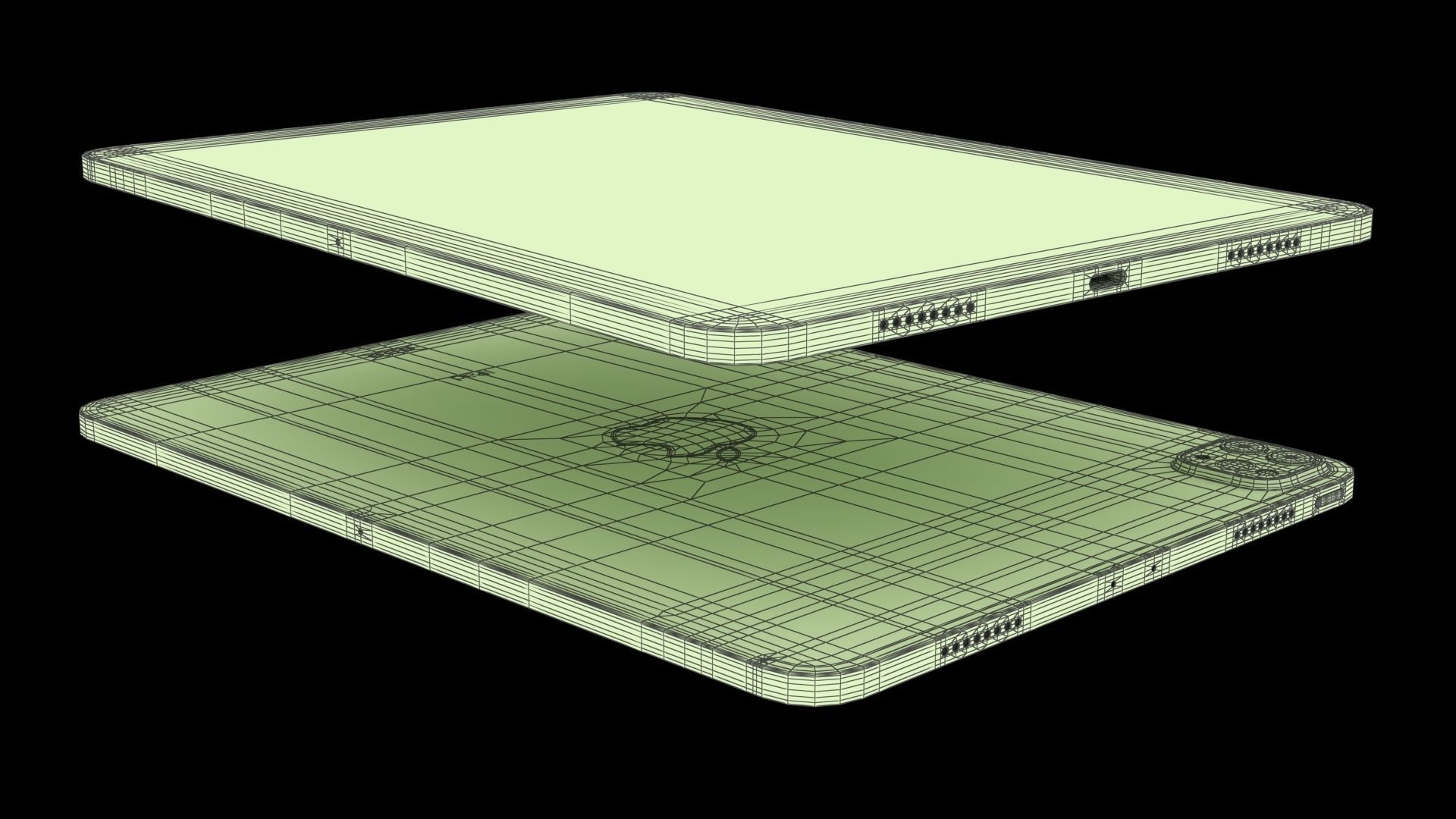 Apple iPad Pro 11 2021 Space Gray with Pencil Low-poly 3D model_28