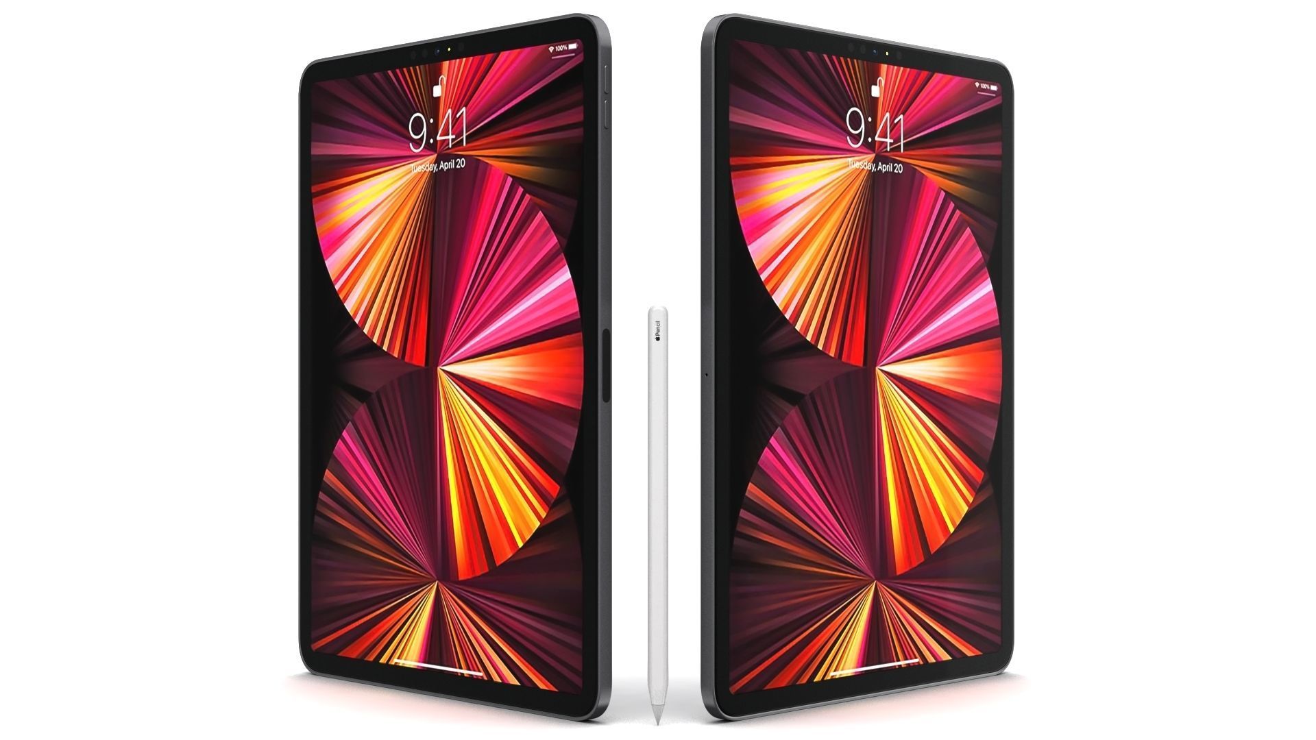 Apple iPad Pro 11 2021 Space Gray with Pencil Low-poly 3D model_5