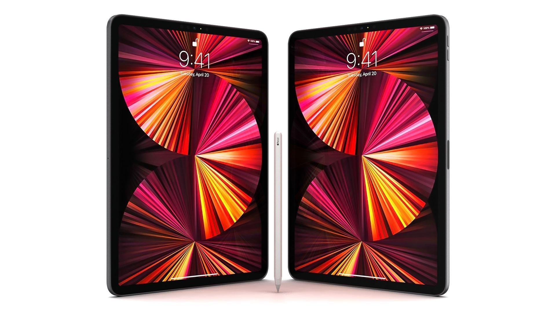 Apple iPad Pro 11 2021 Space Gray with Pencil Low-poly 3D model_3