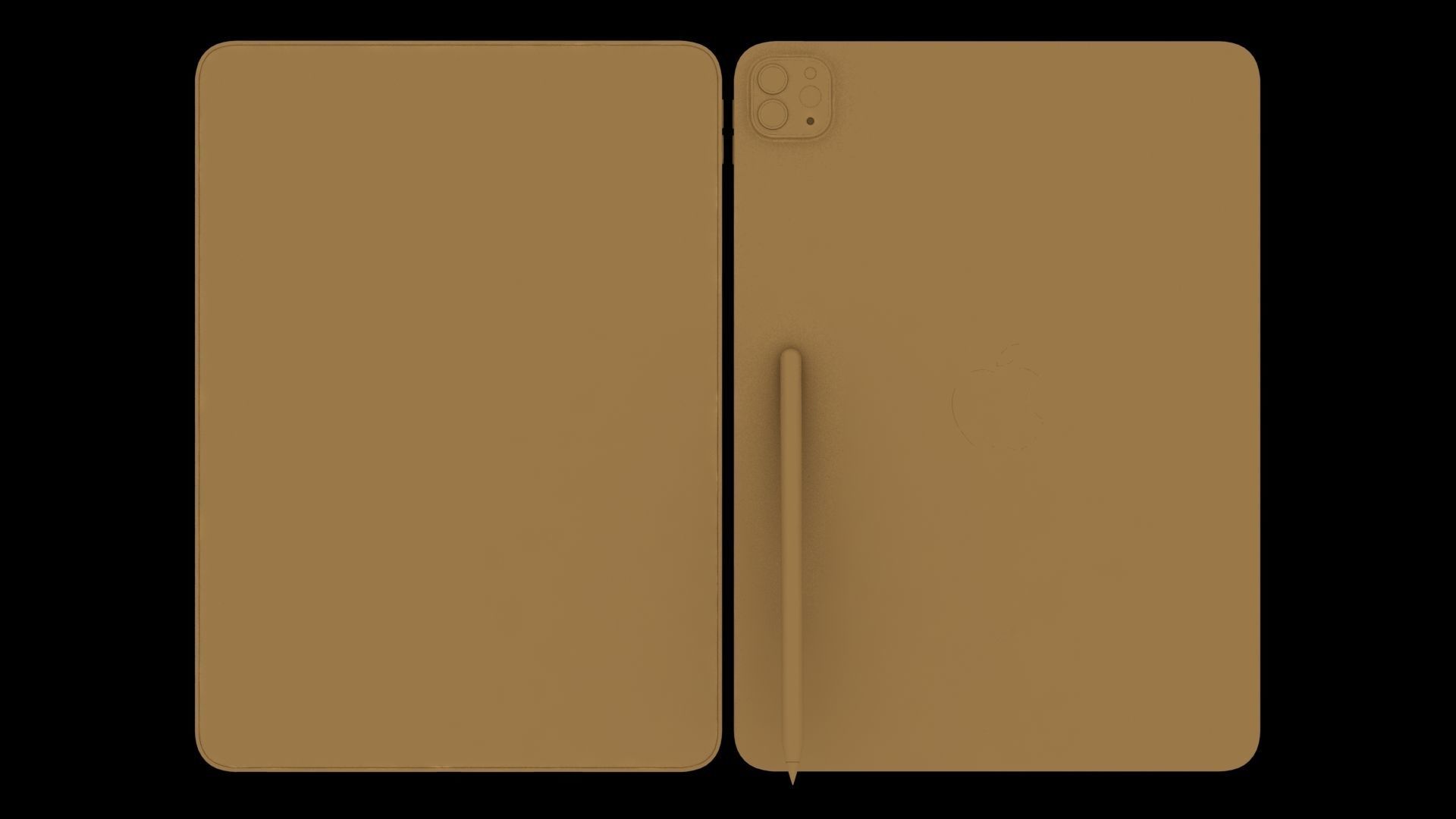 Apple iPad Pro 11 2021 Space Gray with Pencil Low-poly 3D model_18