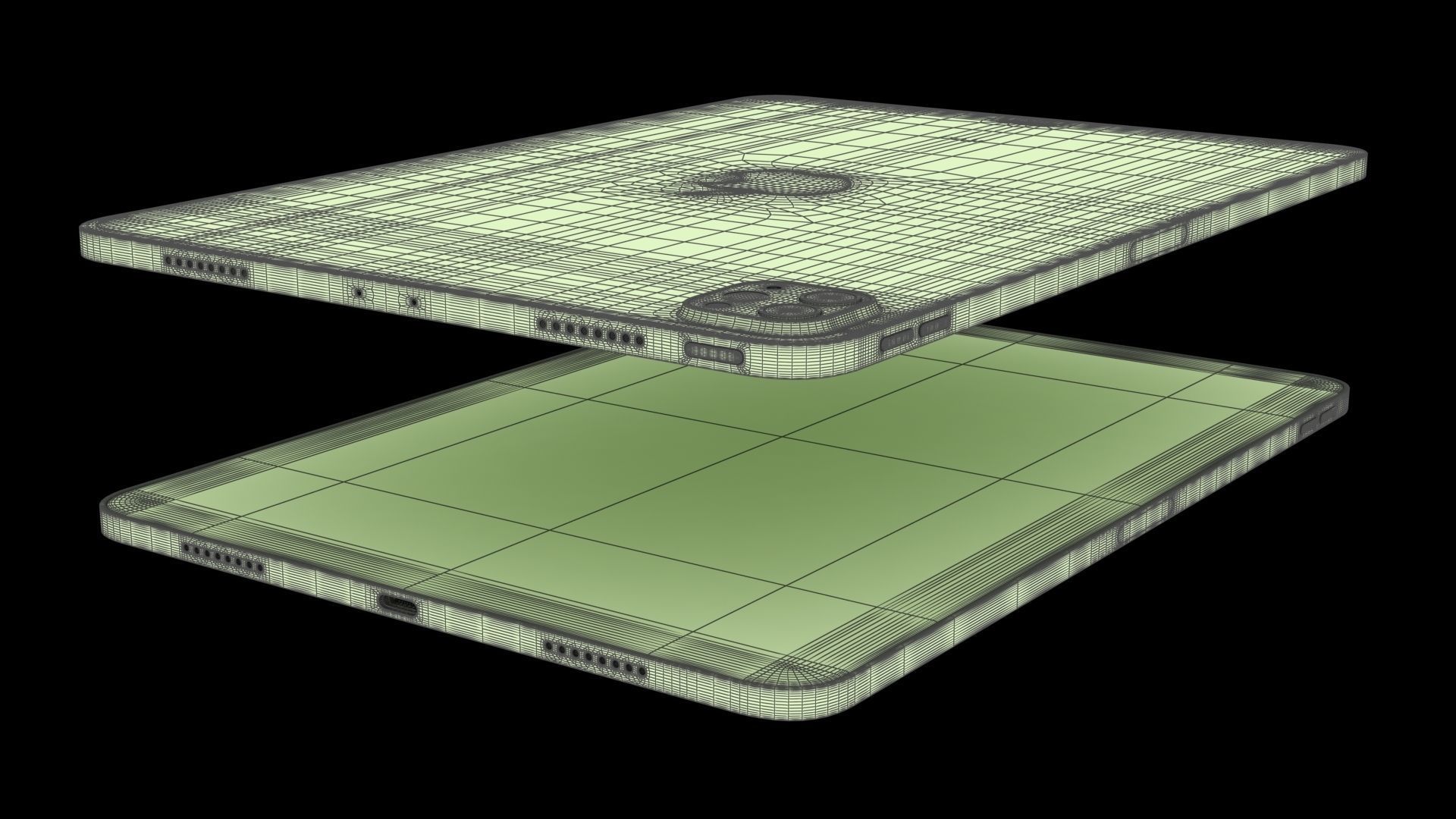 Apple iPad Pro 11 2021 Space Gray with Pencil Low-poly 3D model_25