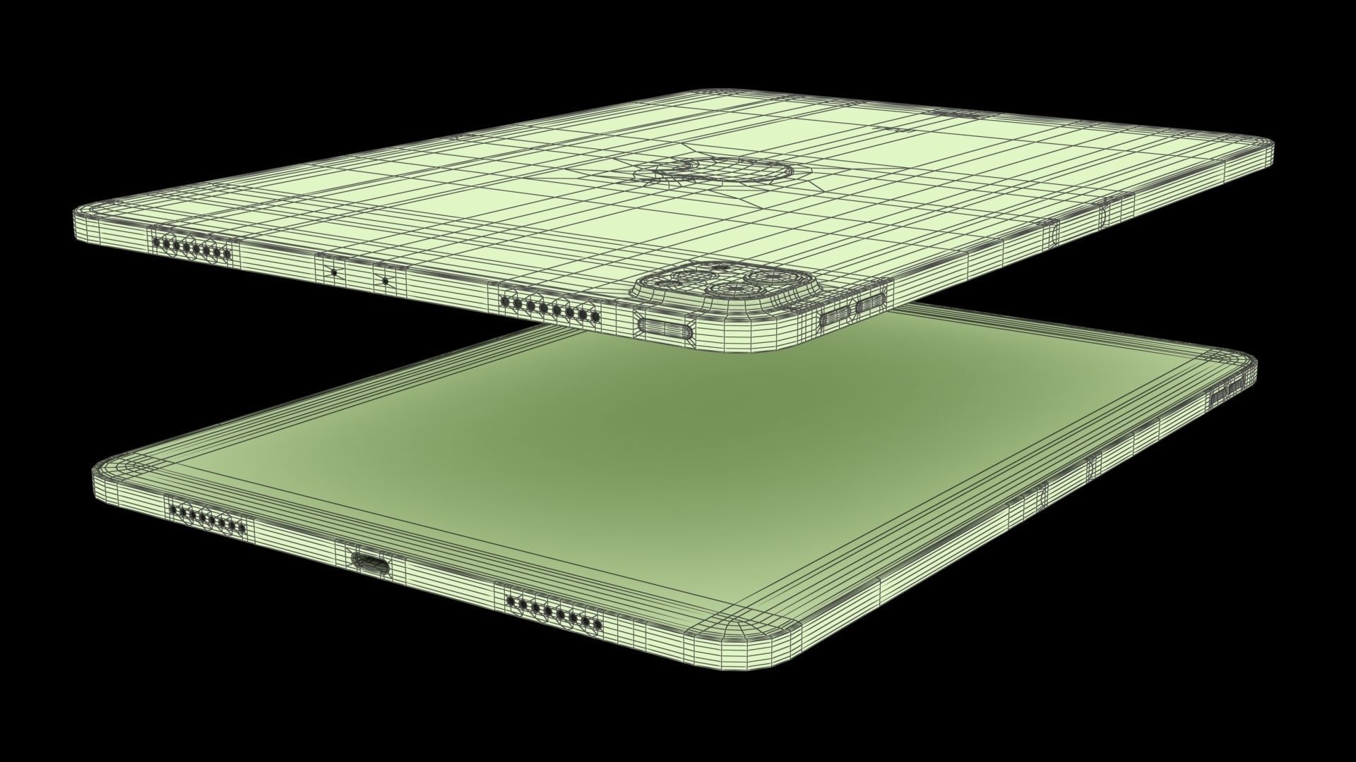 Apple iPad Pro 11 2021 Space Gray with Pencil Low-poly 3D model_26