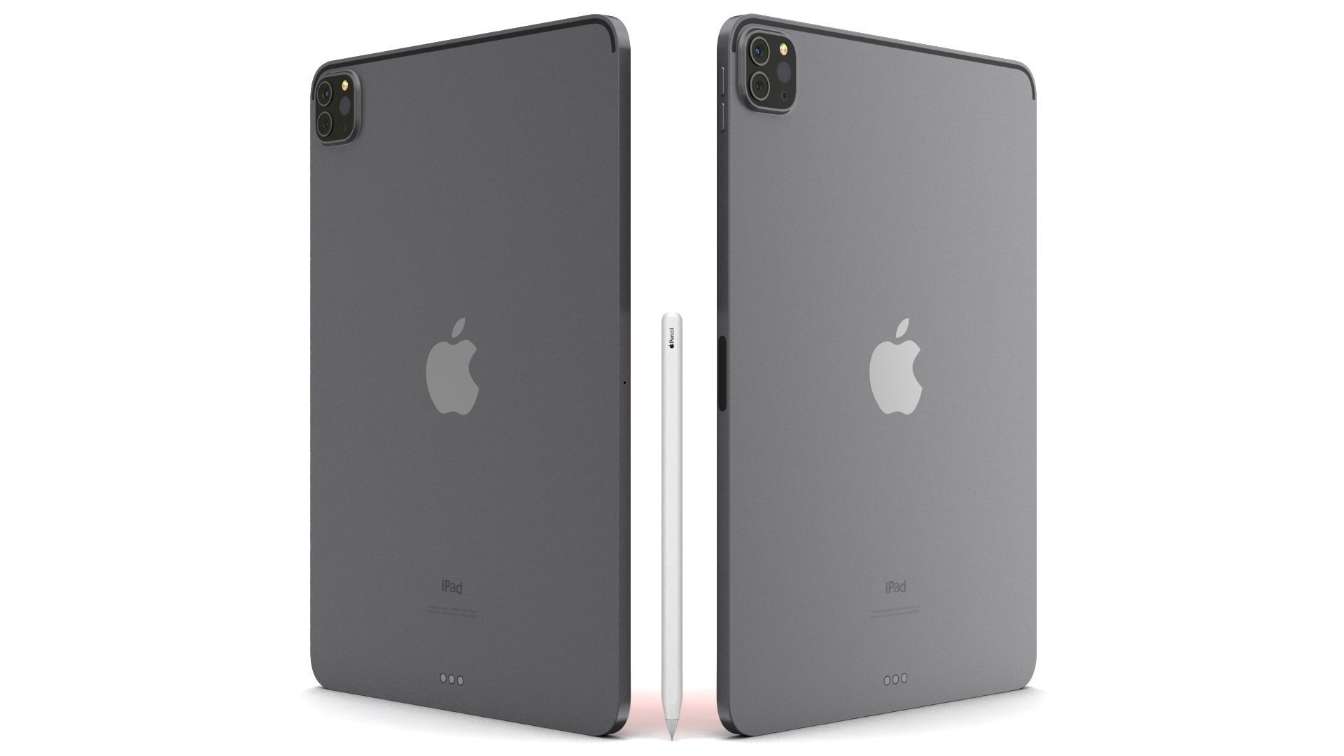Apple iPad Pro 11 2021 Space Gray with Pencil Low-poly 3D model_4