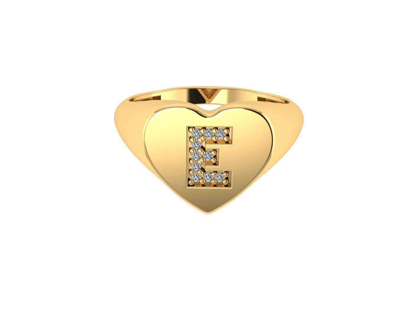 anel letra E 3D print model_1