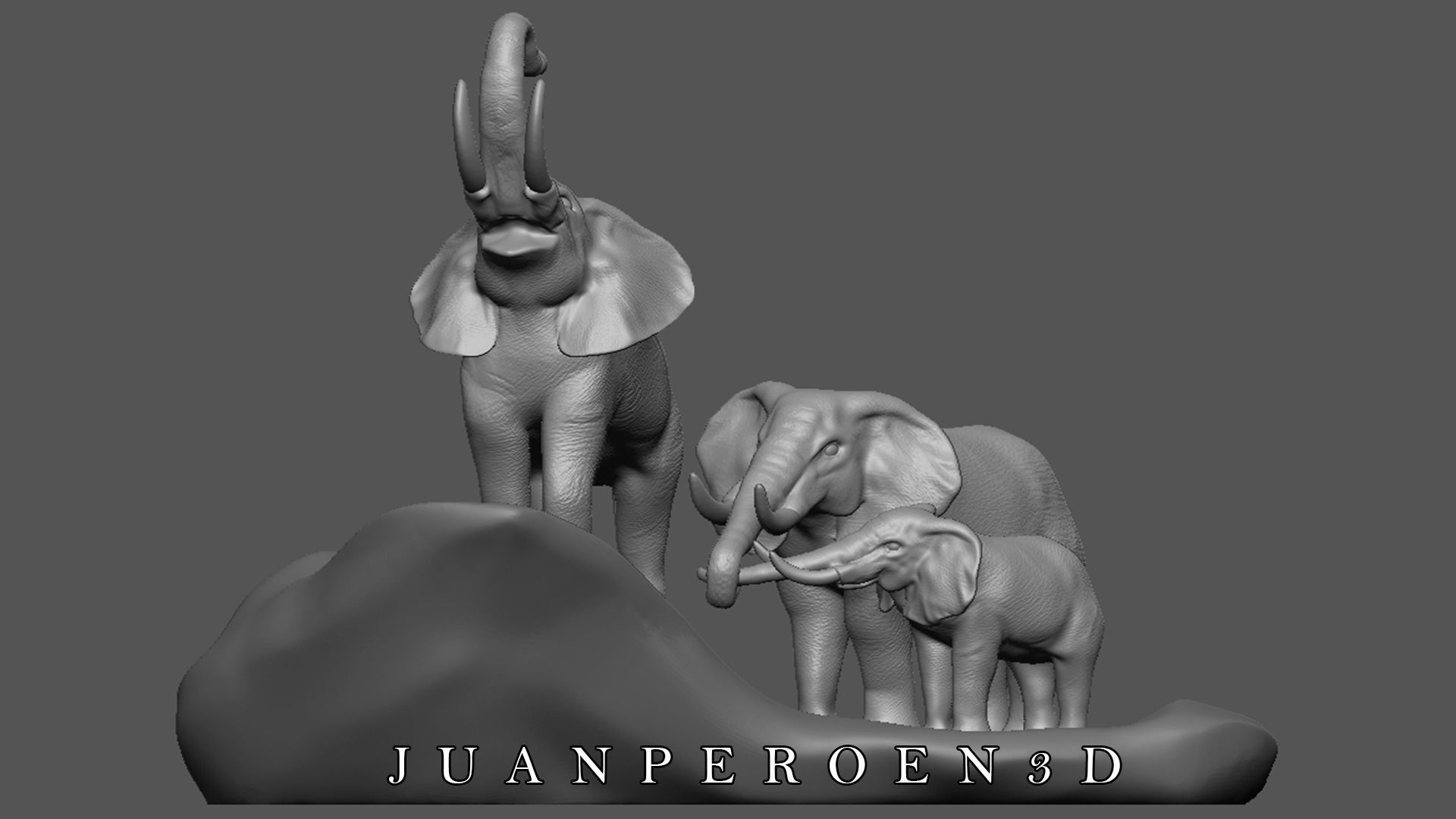 Family Elephants 3D print model_4