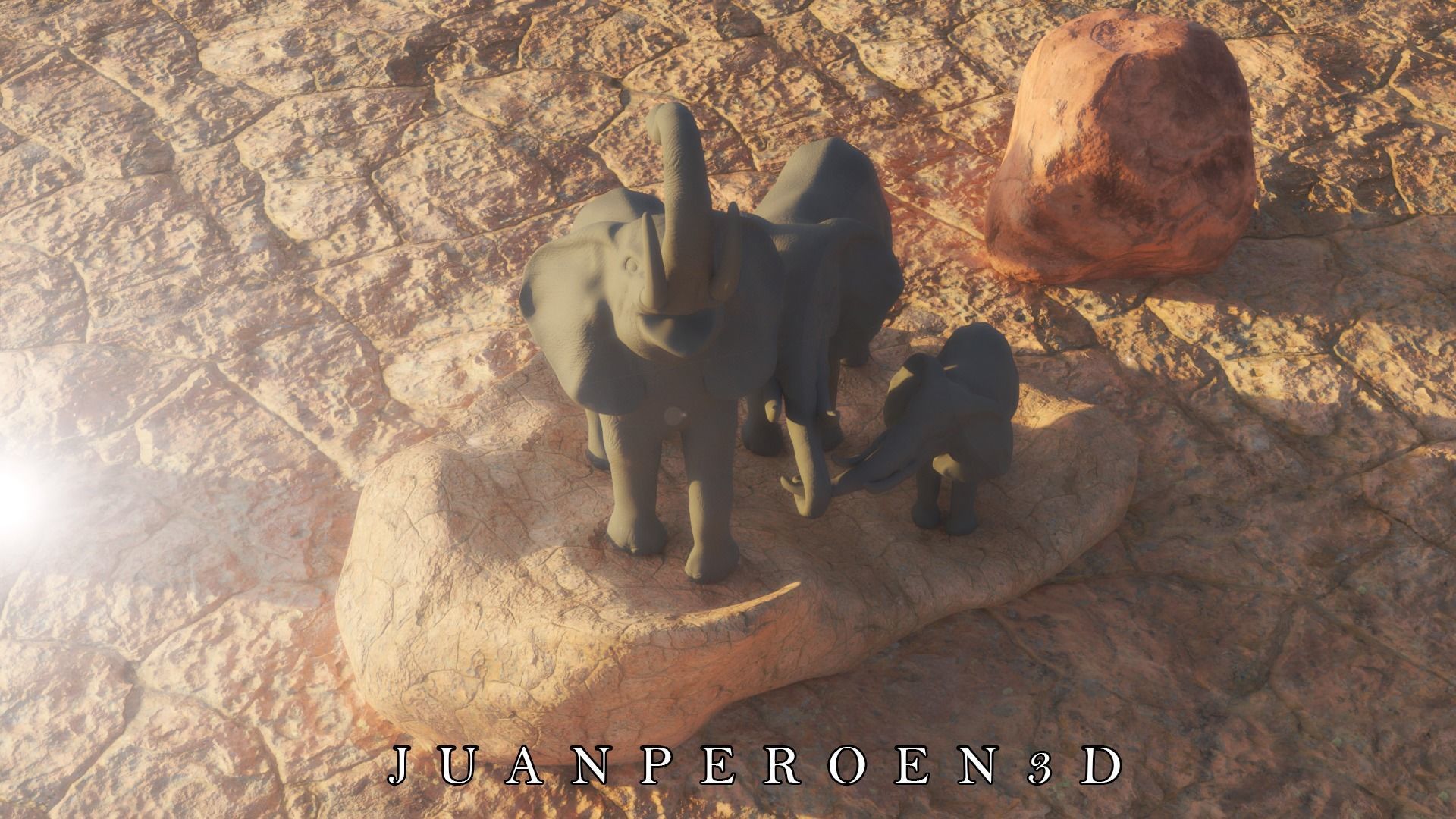 Family Elephants 3D print model_5