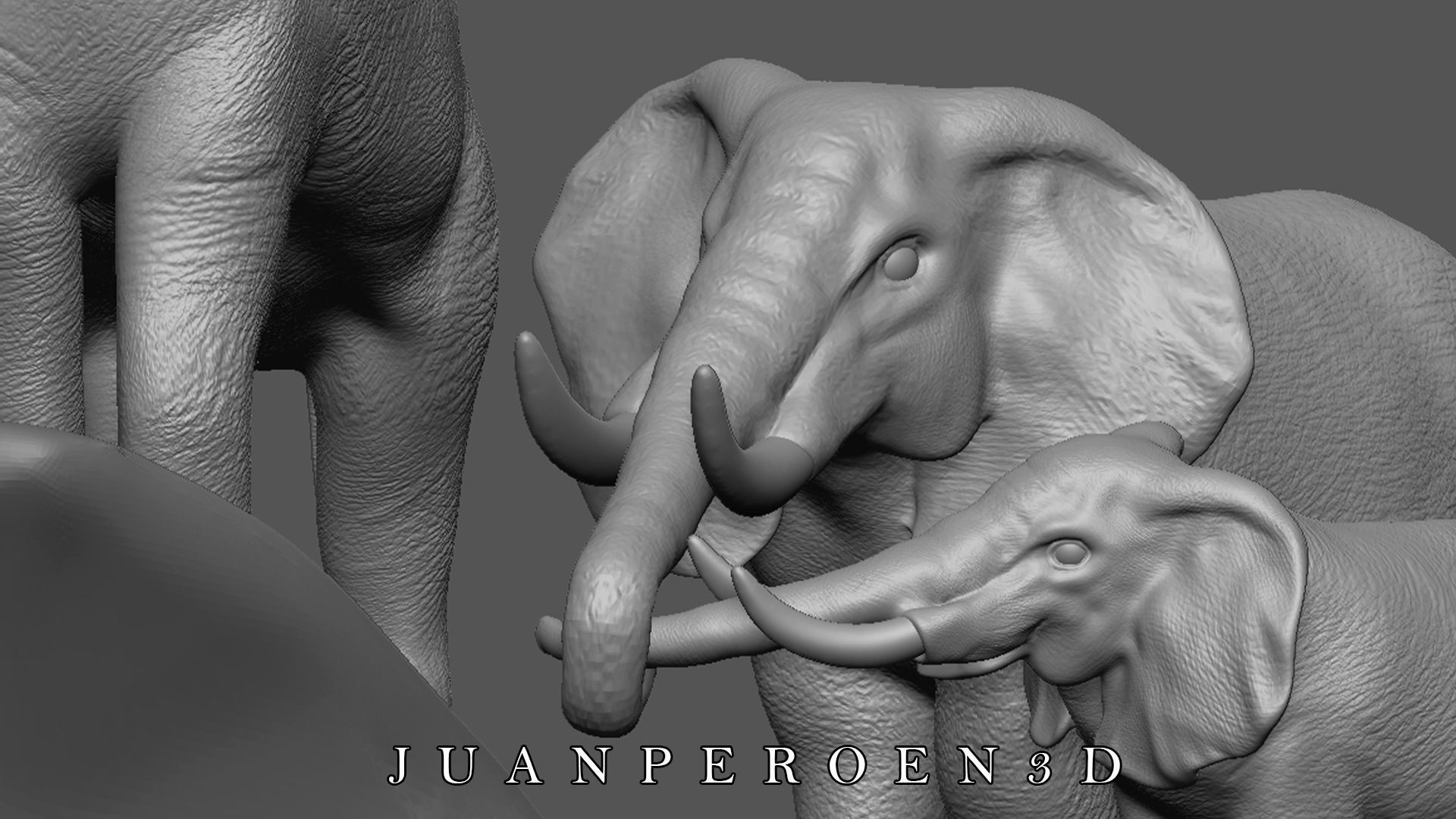 Family Elephants 3D print model_2