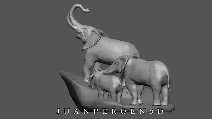 Family Elephants 3D print model
