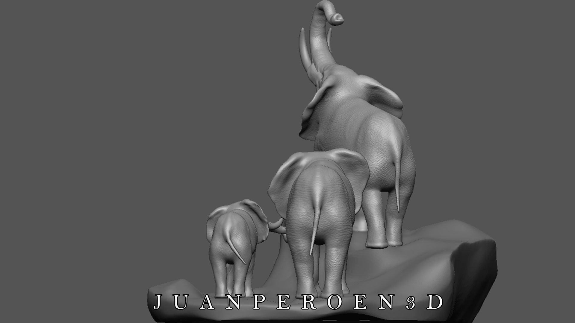 Family Elephants 3D print model_1