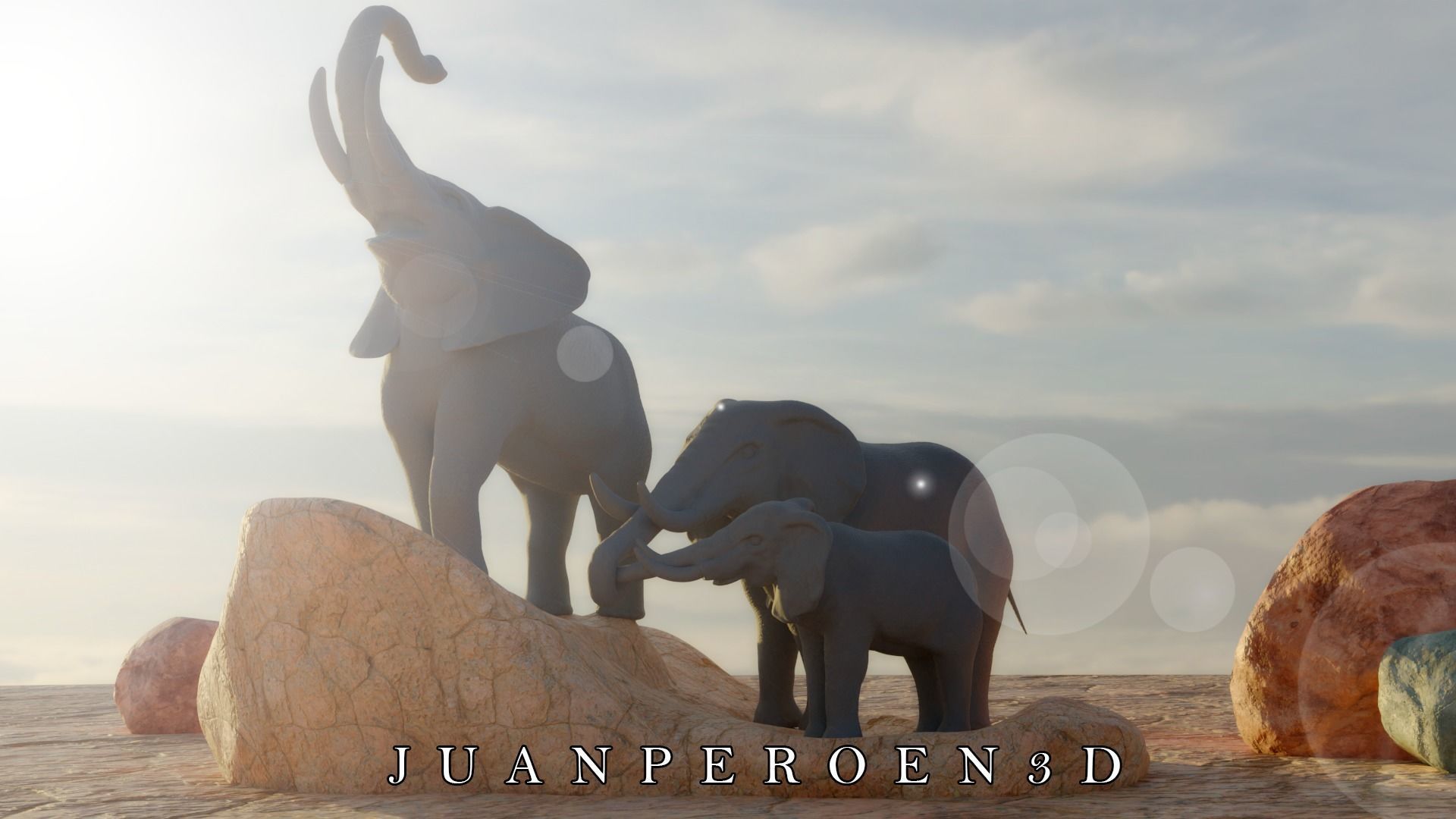 Family Elephants 3D print model_8