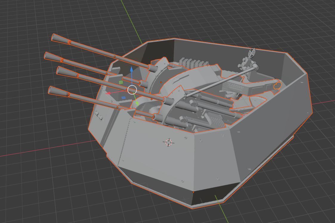 Flak Panzer IV Turret for rc tank Henglong or Taigen 3D print model_5