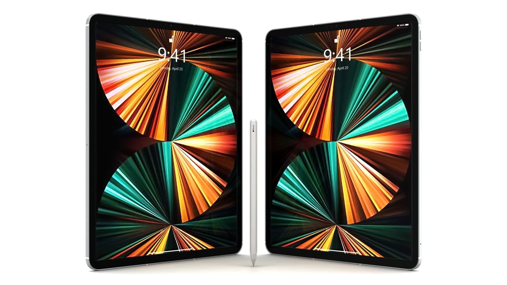 Apple iPad Pro 12-9 2021 All Colors with pencil Low-poly 3D model_19