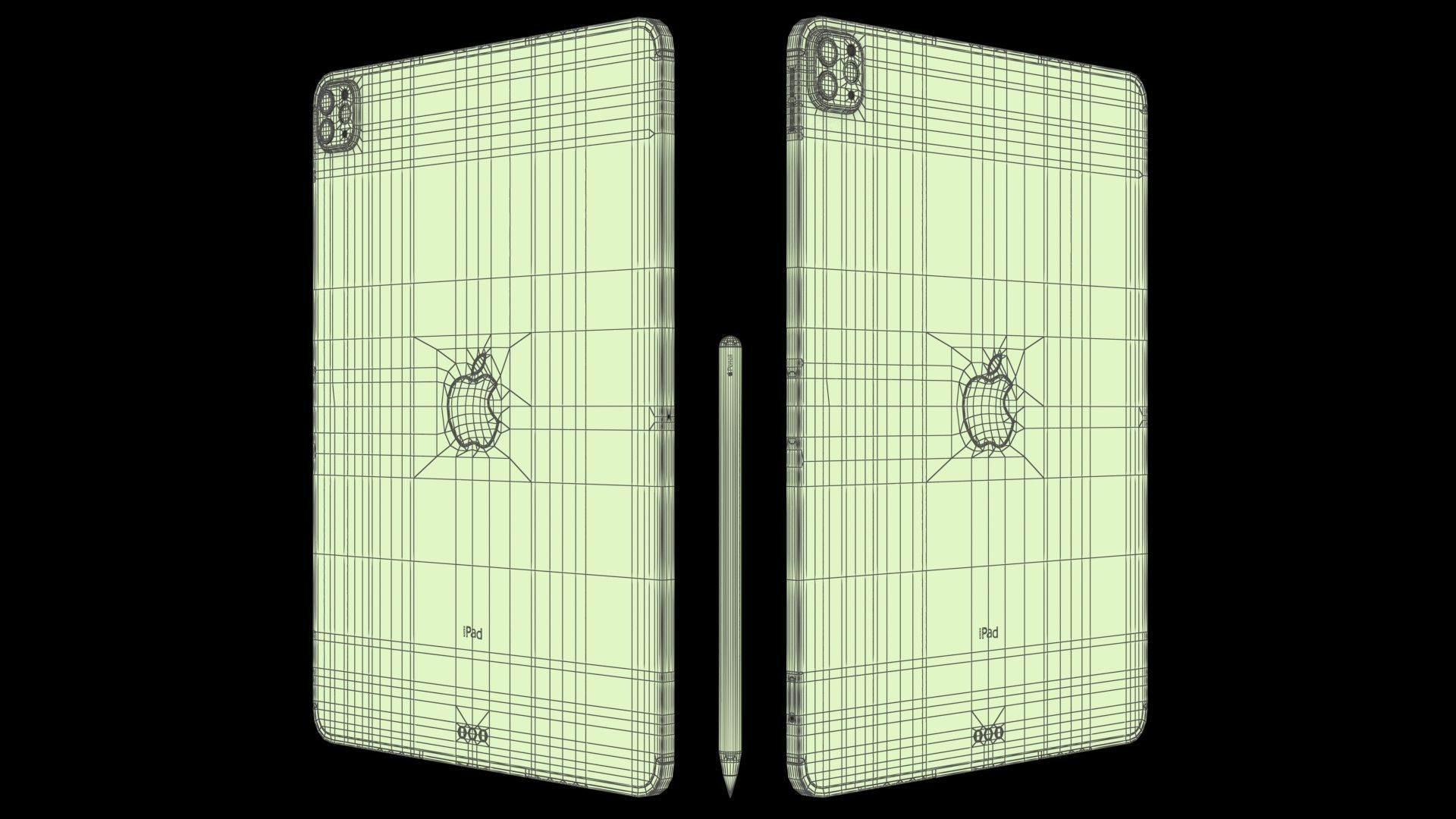 Apple iPad Pro 12-9 2021 All Colors with pencil Low-poly 3D model_38