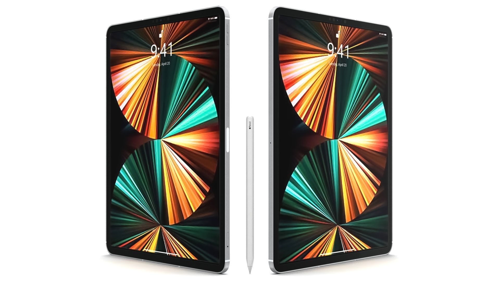 Apple iPad Pro 12-9 2021 All Colors with pencil Low-poly 3D model_21