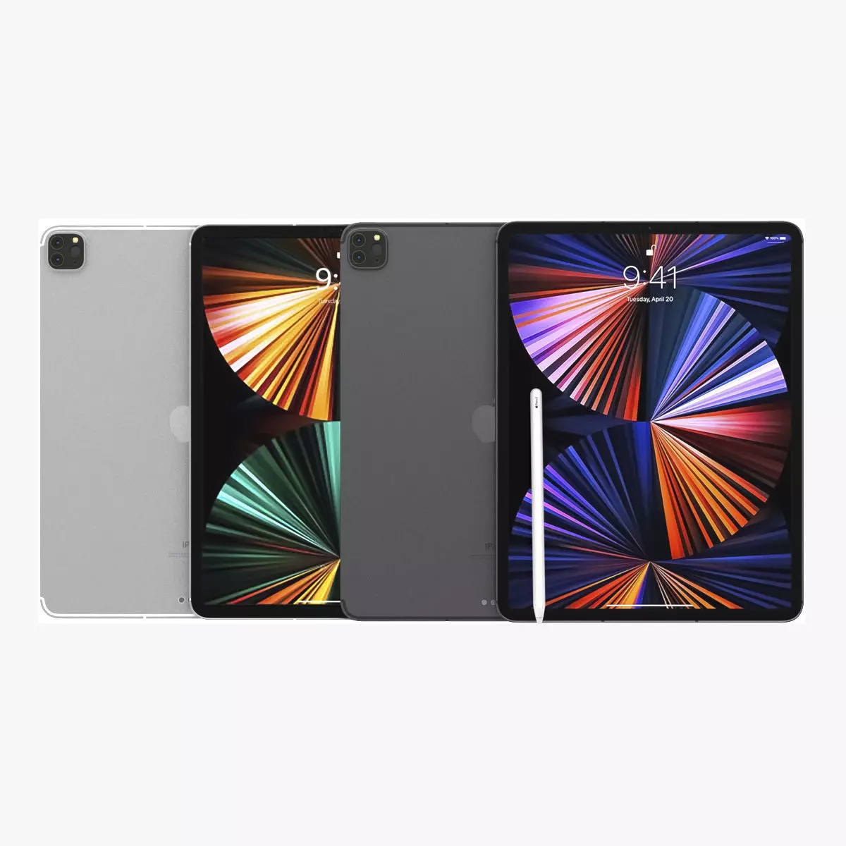 Apple iPad Pro 12-9 2021 All Colors with pencil Low-poly 3D model_0