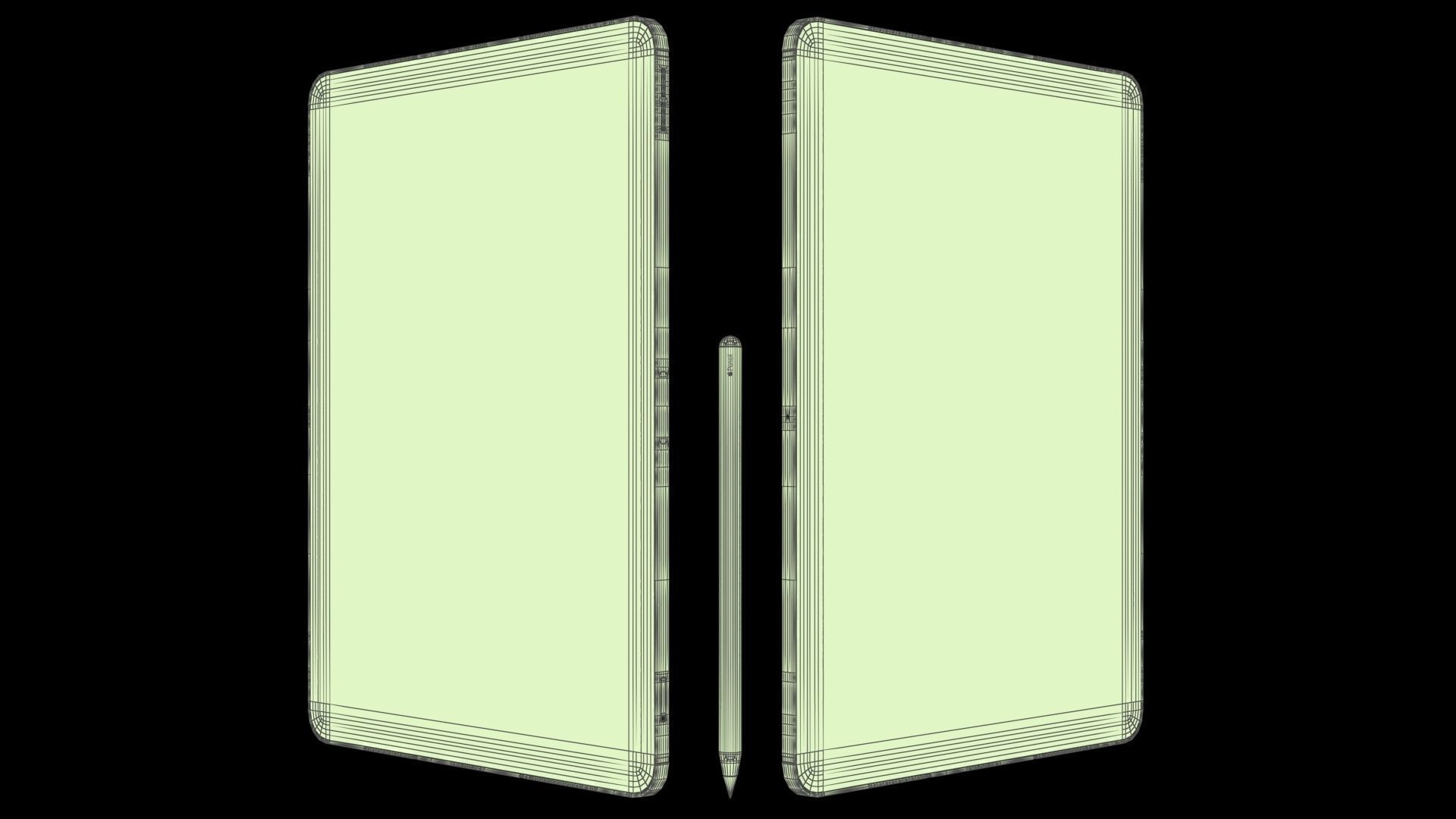 Apple iPad Pro 12-9 2021 All Colors with pencil Low-poly 3D model_40