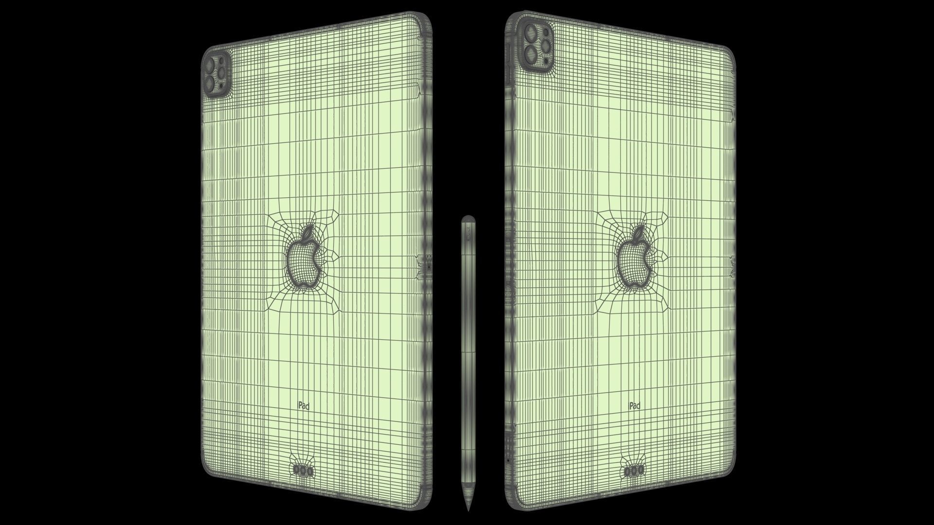 Apple iPad Pro 12-9 2021 All Colors with pencil Low-poly 3D model_37