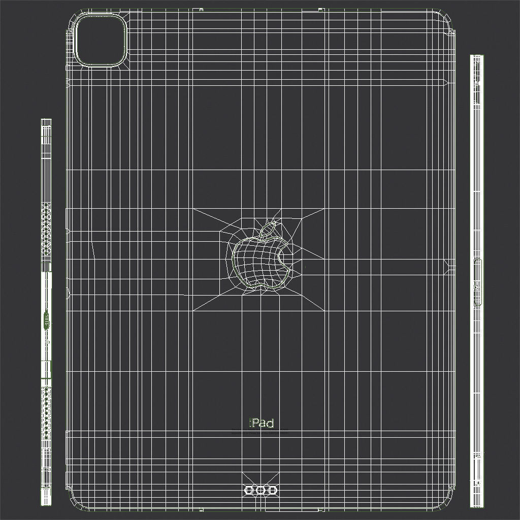 Apple iPad Pro 12-9 2021 All Colors with pencil Low-poly 3D model_16
