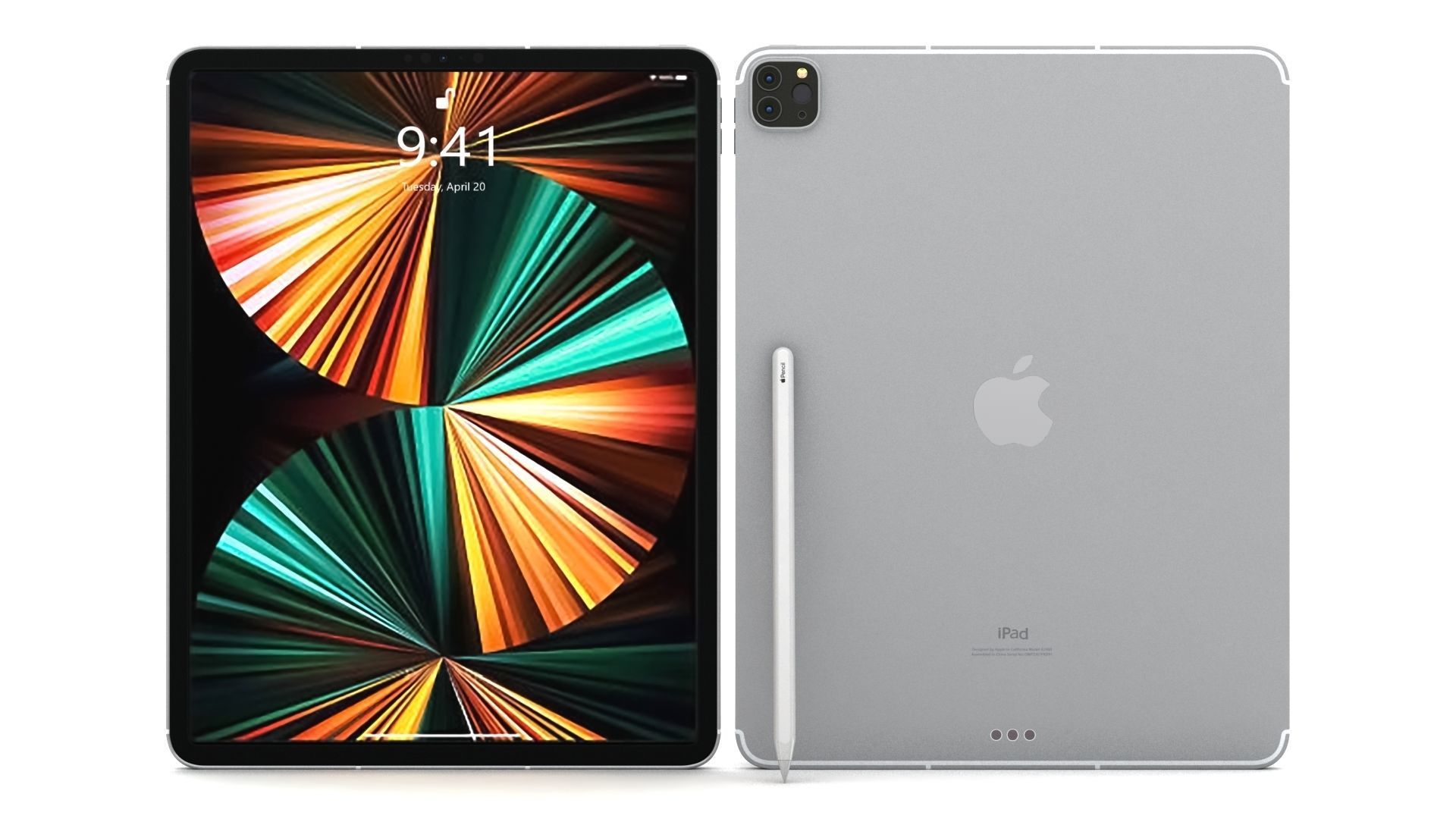 Apple iPad Pro 12-9 2021 All Colors with pencil Low-poly 3D model_17