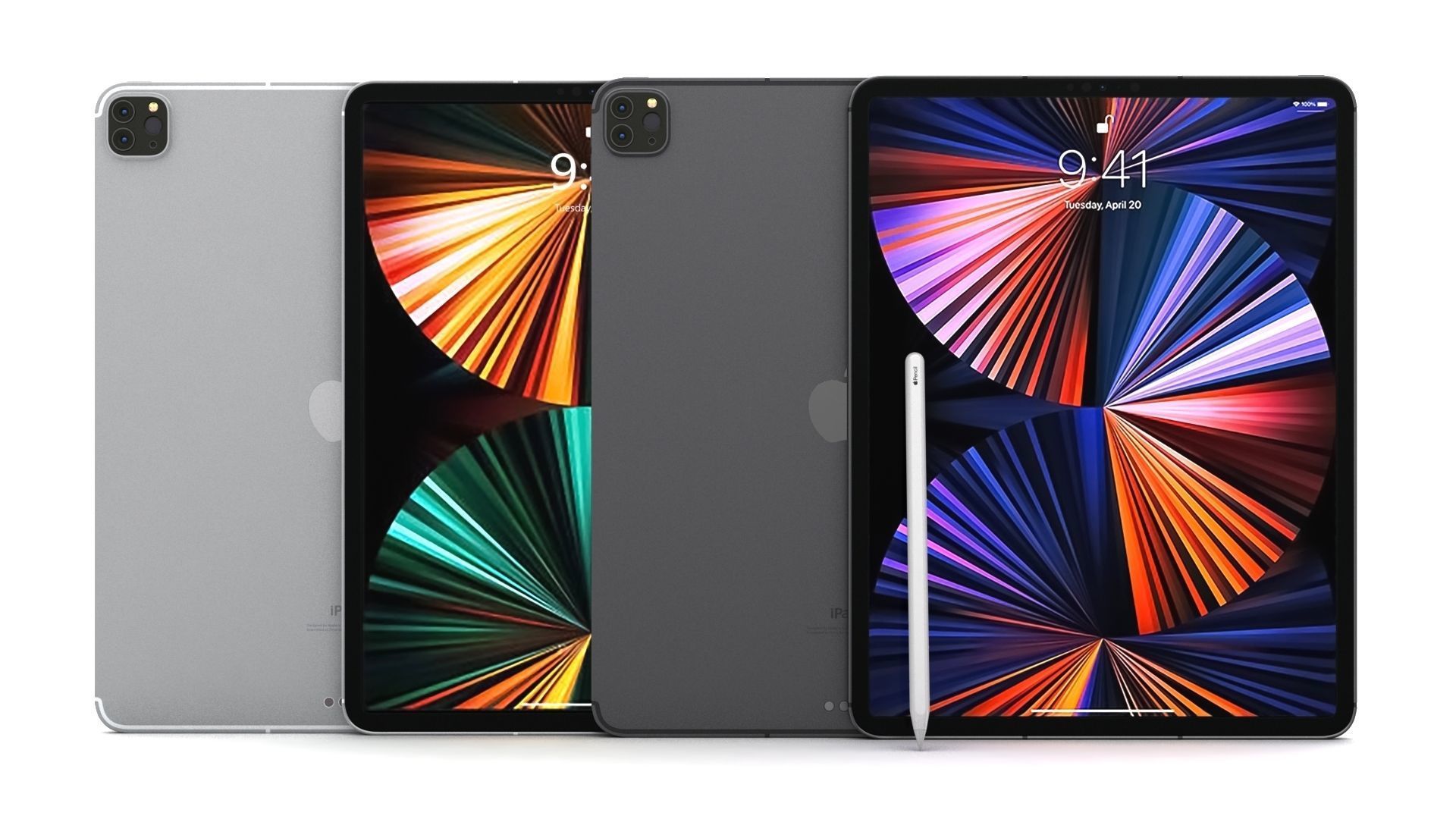 Apple iPad Pro 12-9 2021 All Colors with pencil Low-poly 3D model_1