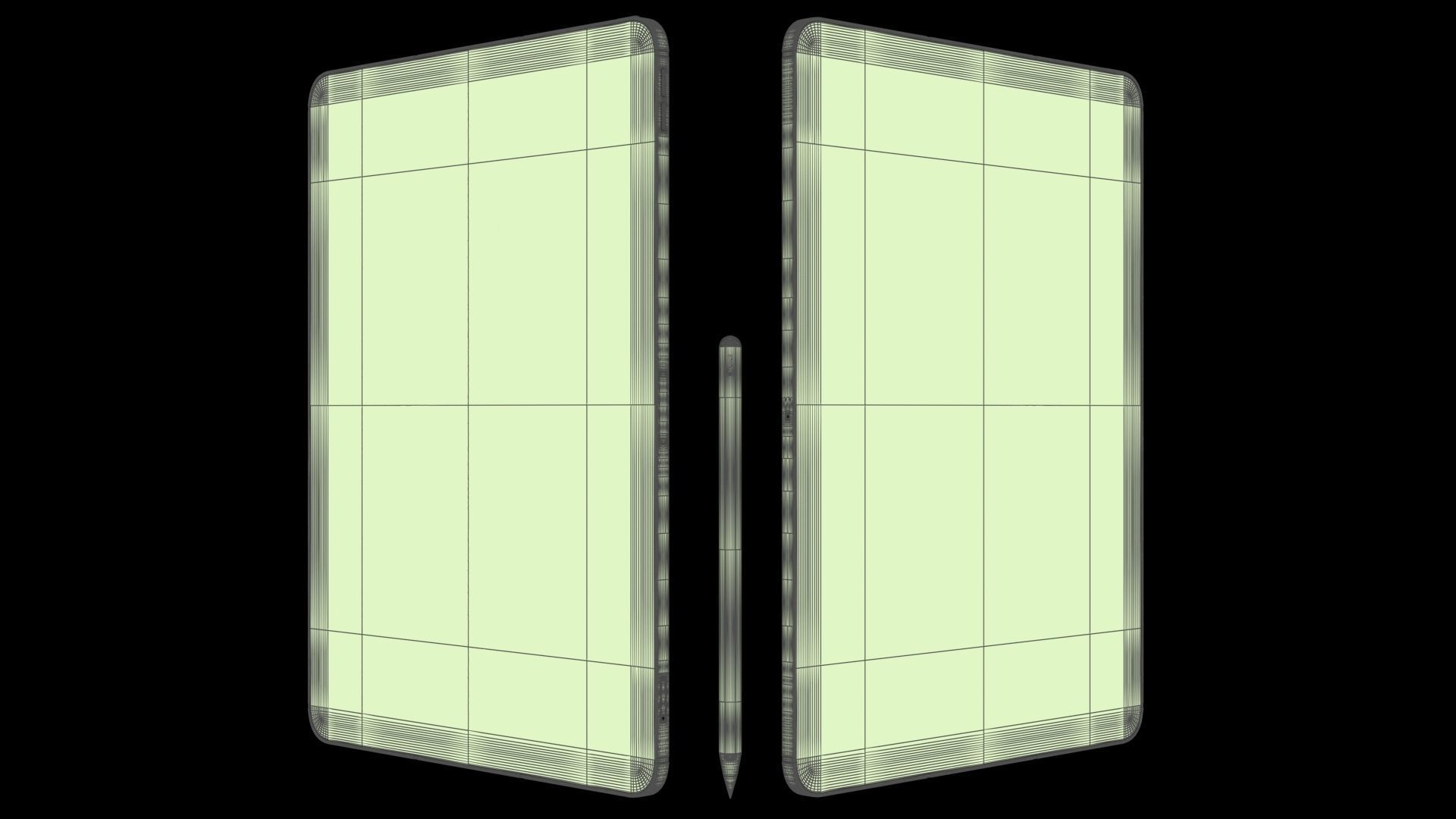 Apple iPad Pro 12-9 2021 All Colors with pencil Low-poly 3D model_39