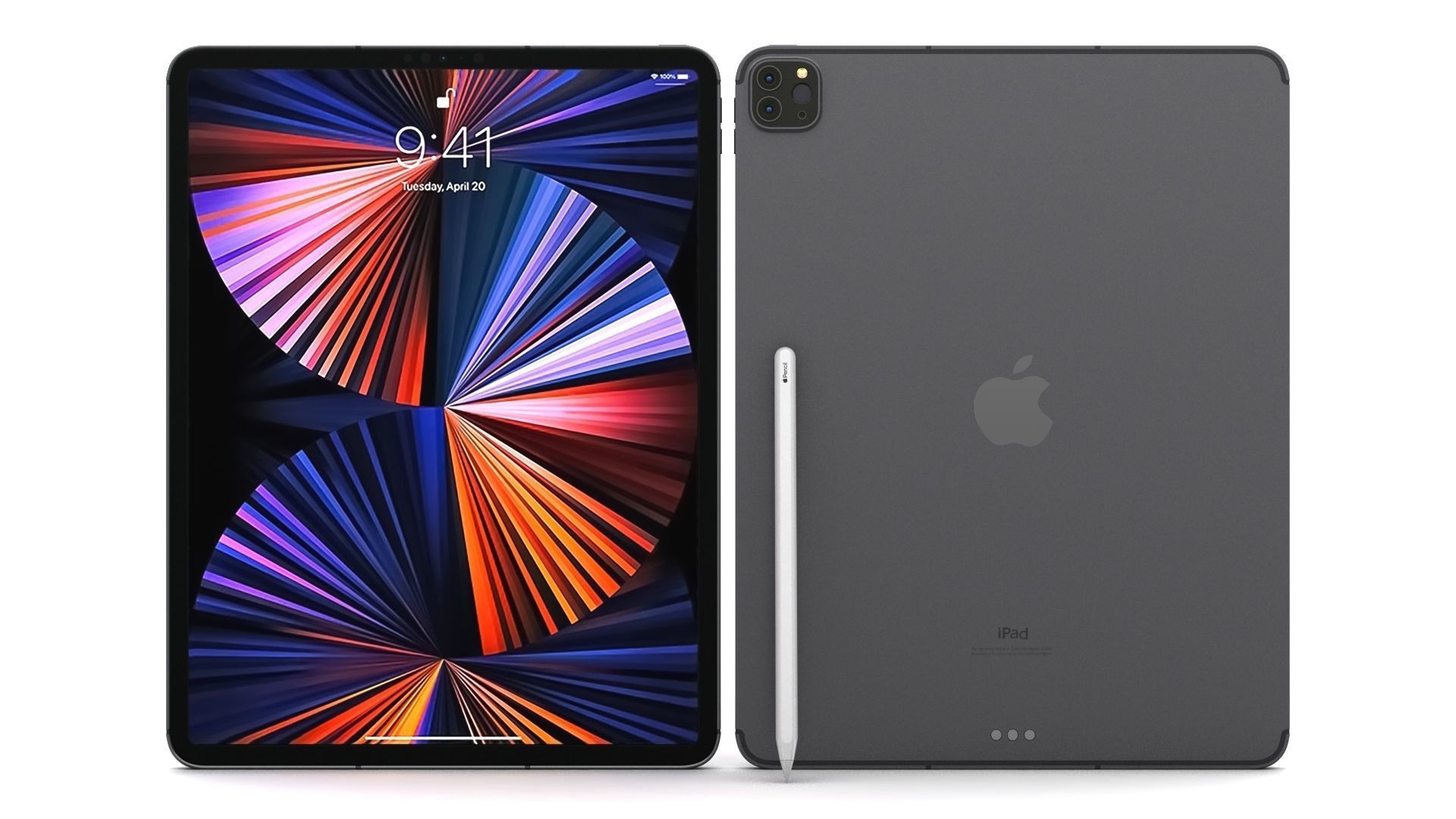 Apple iPad Pro 12-9 2021 All Colors with pencil Low-poly 3D model_2