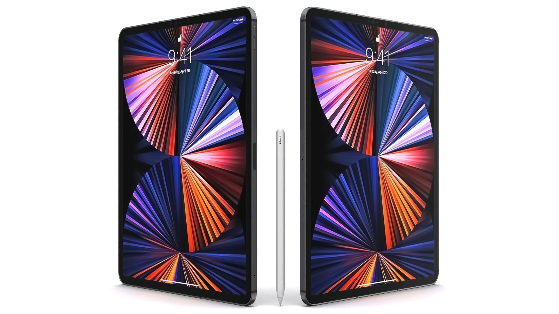 Apple iPad Pro 12-9 2021 All Colors with pencil Low-poly 3D model_4