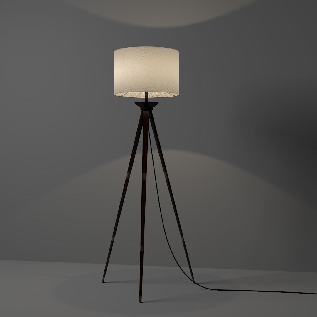 Lampshade tripod floor lamp Free 3D model_3