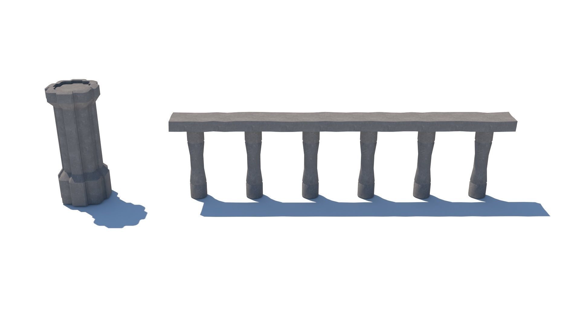 Gothic castle of water 3D model parts Low-poly 3D model_4