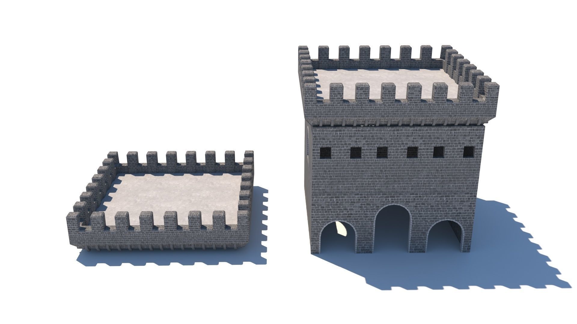 Gothic castle of water 3D model parts Low-poly 3D model_6