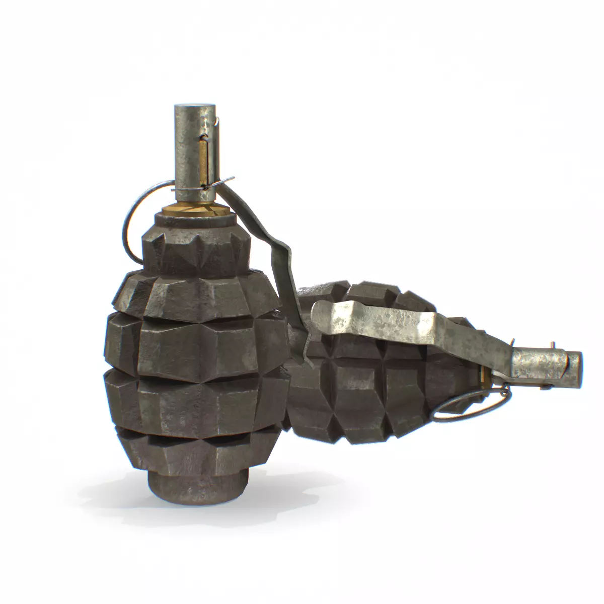 F-1 WW2 Grenade worn Low-poly 3D model_0