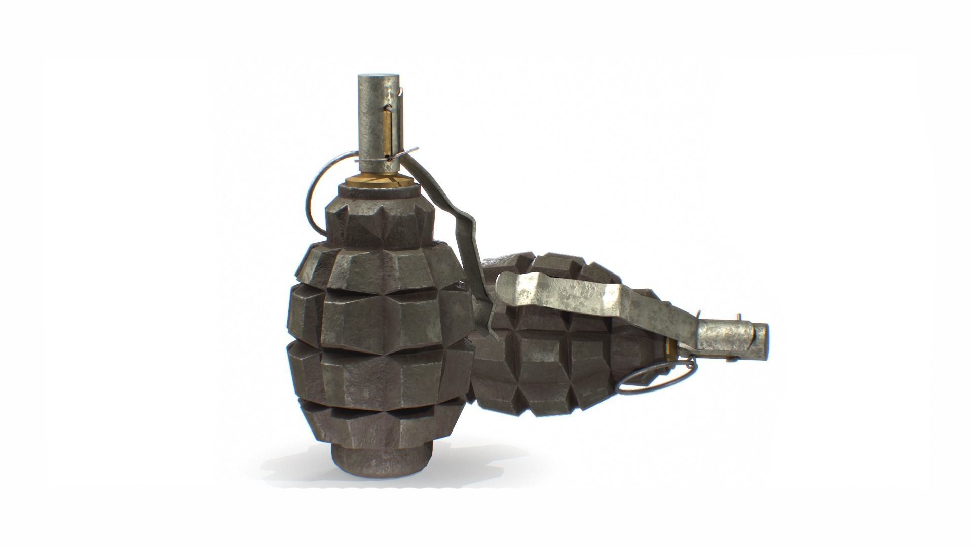 F-1 WW2 Grenade worn Low-poly 3D model_6