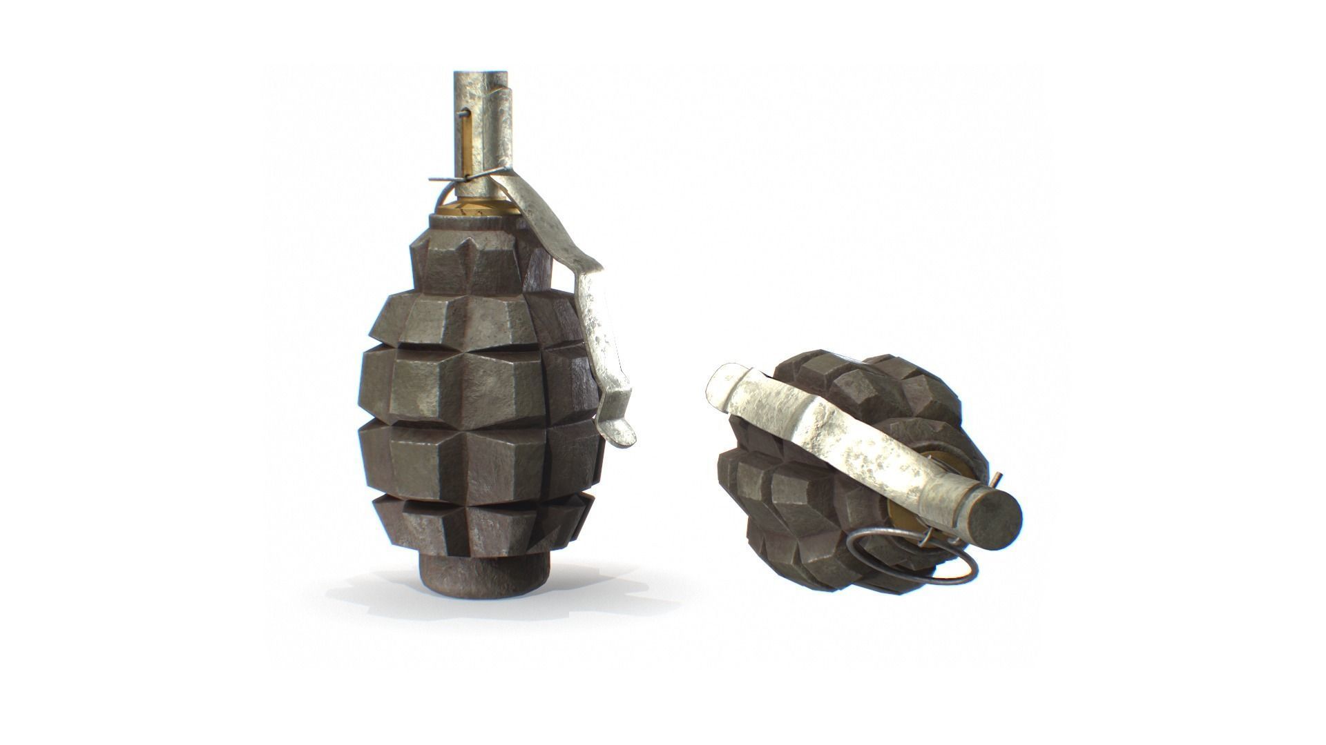 F-1 WW2 Grenade worn Low-poly 3D model_7