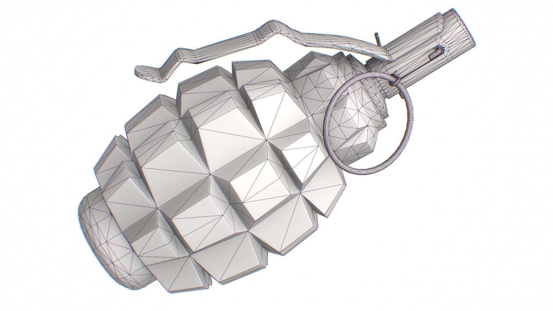 F-1 WW2 Grenade worn Low-poly 3D model_9