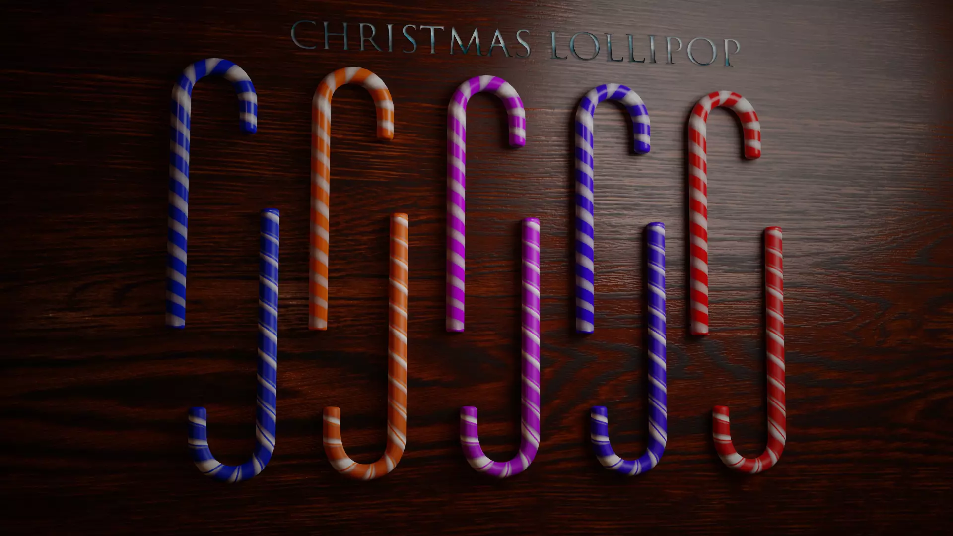 Set of Christmas candy canes Free low-poly 3D model