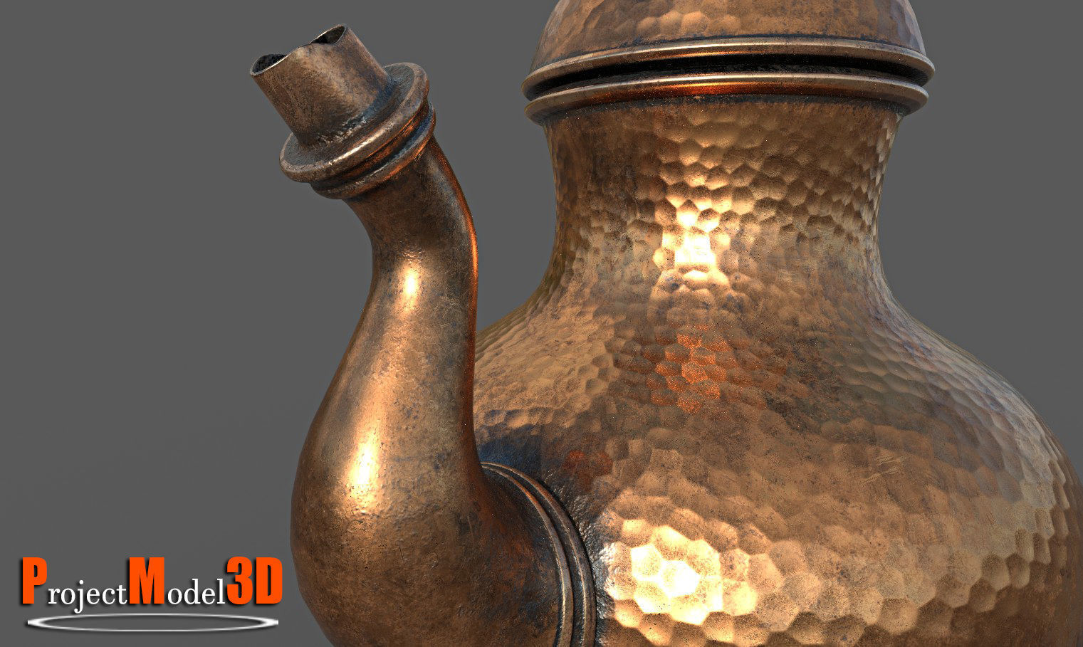 Copper Water Pot-Version001 Low-poly 3D model_6