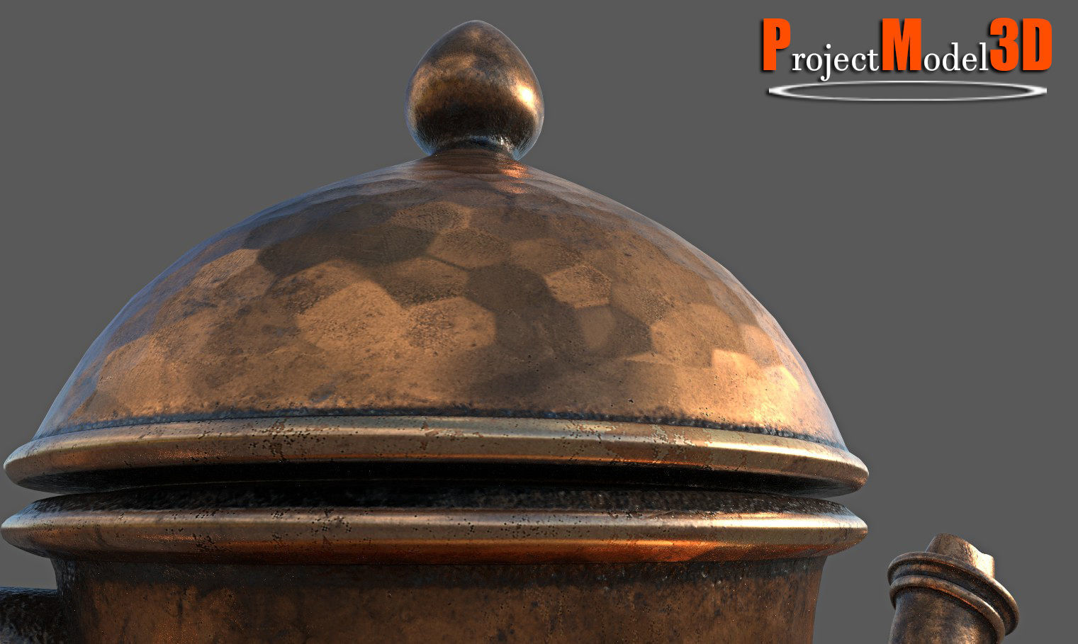 Copper Water Pot-Version001 Low-poly 3D model_8