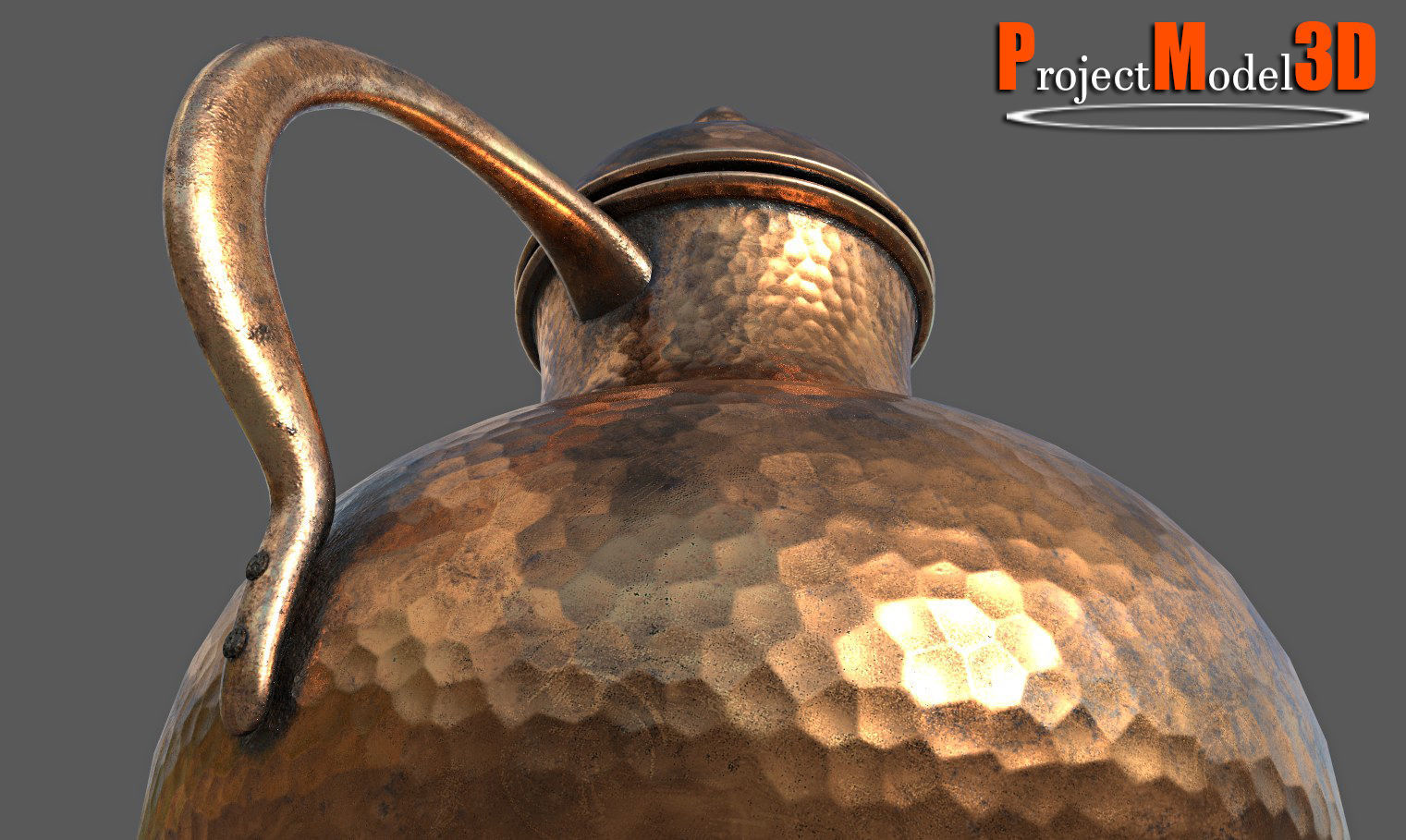 Copper Water Pot-Version001 Low-poly 3D model_9