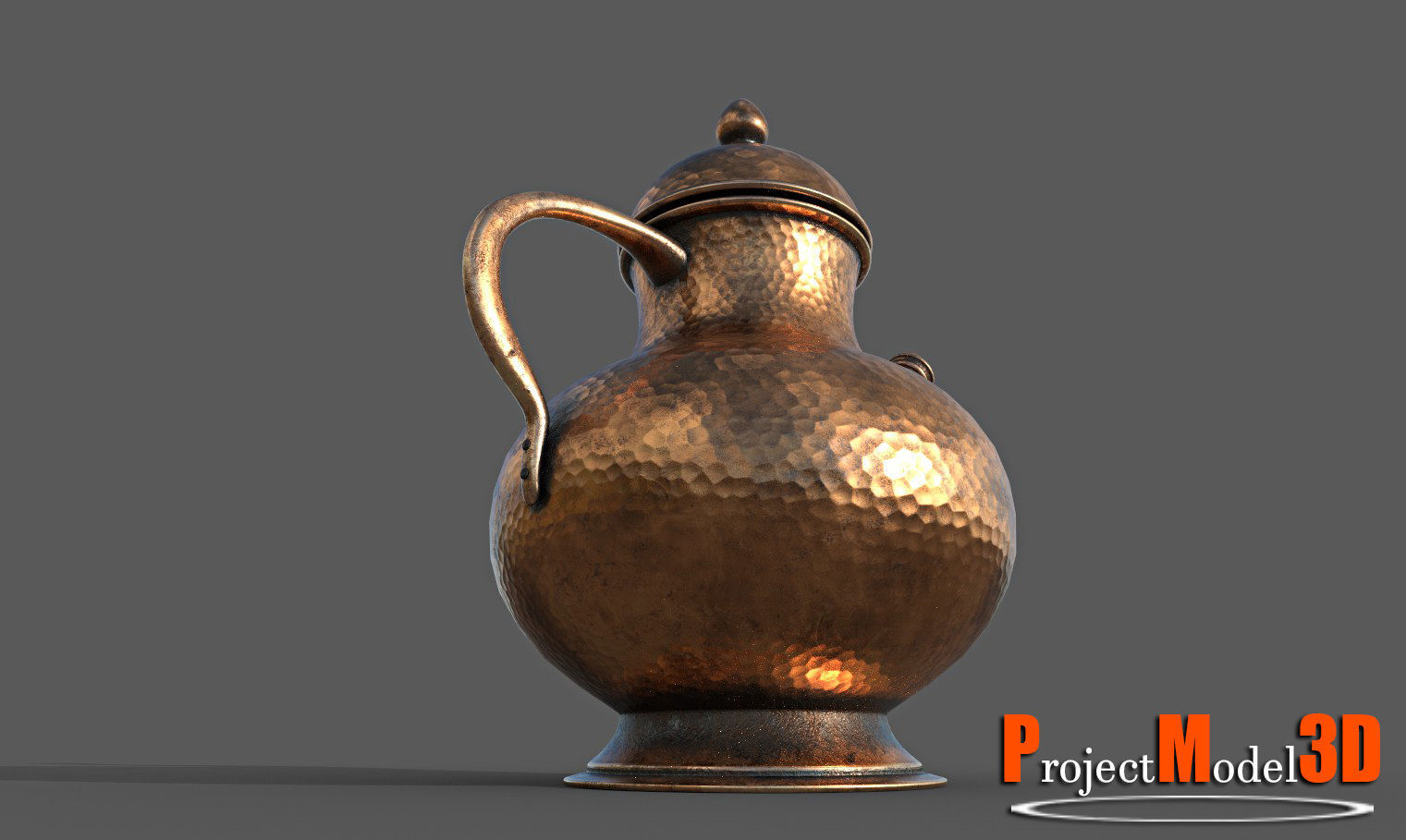 Copper Water Pot-Version001 Low-poly 3D model_3