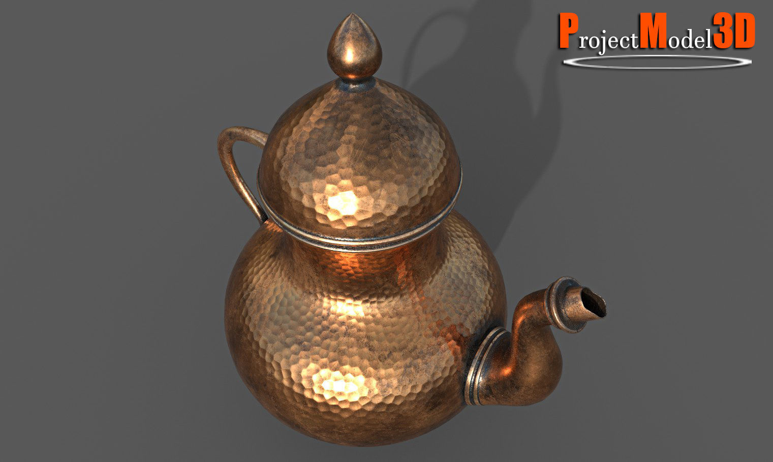 Copper Water Pot-Version001 Low-poly 3D model_4