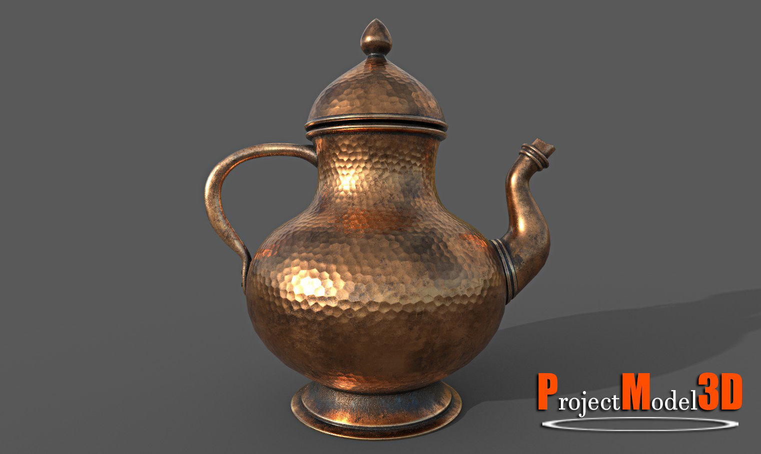 Copper Water Pot-Version001 Low-poly 3D model_1