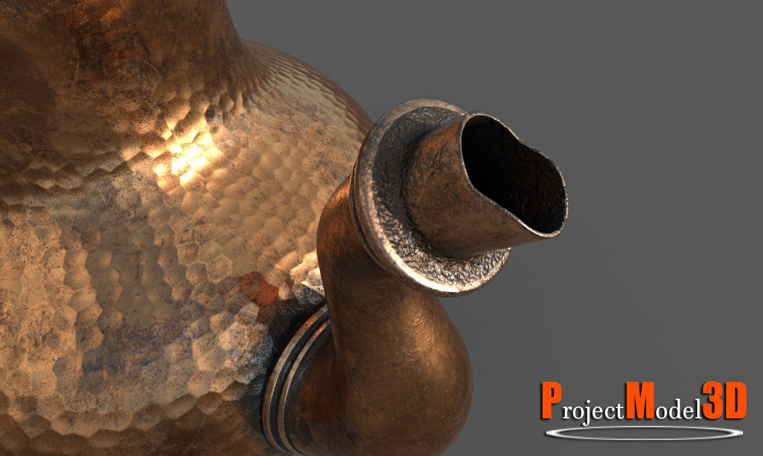 Copper Water Pot-Version001 Low-poly 3D model_7