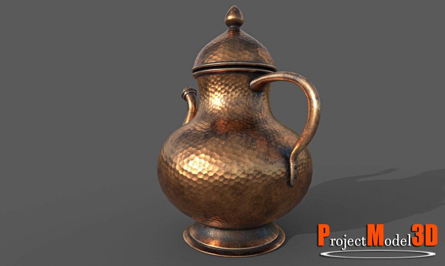 Copper Water Pot-Version001 Low-poly 3D model_2