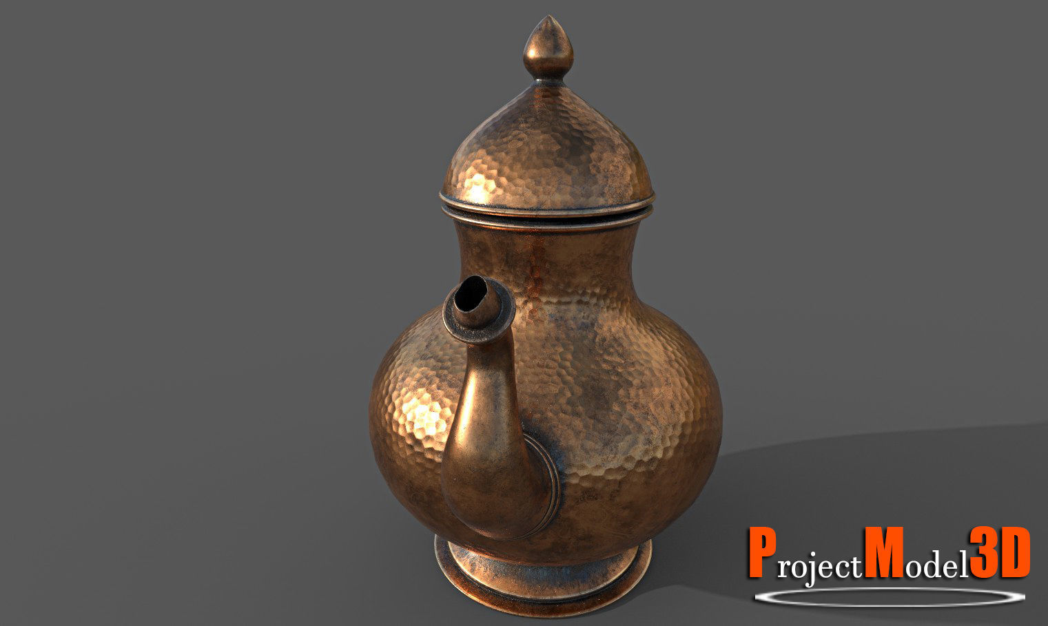 Copper Water Pot-Version001 Low-poly 3D model_5