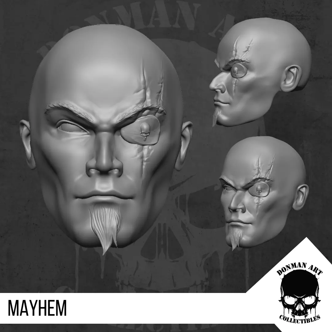 Mayhem Head for 6 inch action figures 3D print model_0