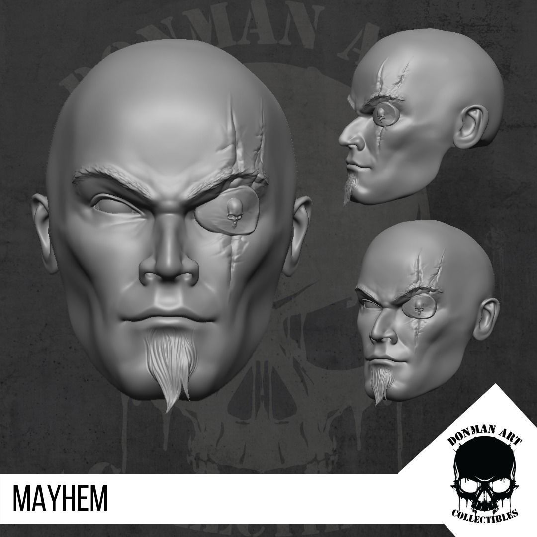 Mayhem Head for 6 inch action figures 3D print model_7