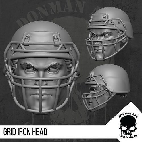 Grid Iron head for 6 inch Action Figures 3D print model